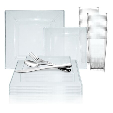 Smarty Had A Party Clear Square Plastic Wedding Value Set, 720PK 6929VS120